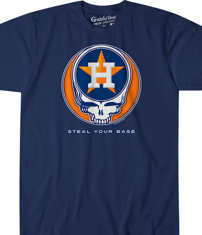 Liquid Blue Houston Astro’s “Steal Your Base” Grateful Dead Blue Navy Athletic T Shirt