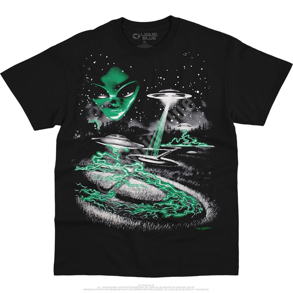Liquid Blue Alien Invasion Black and Green T Shirt