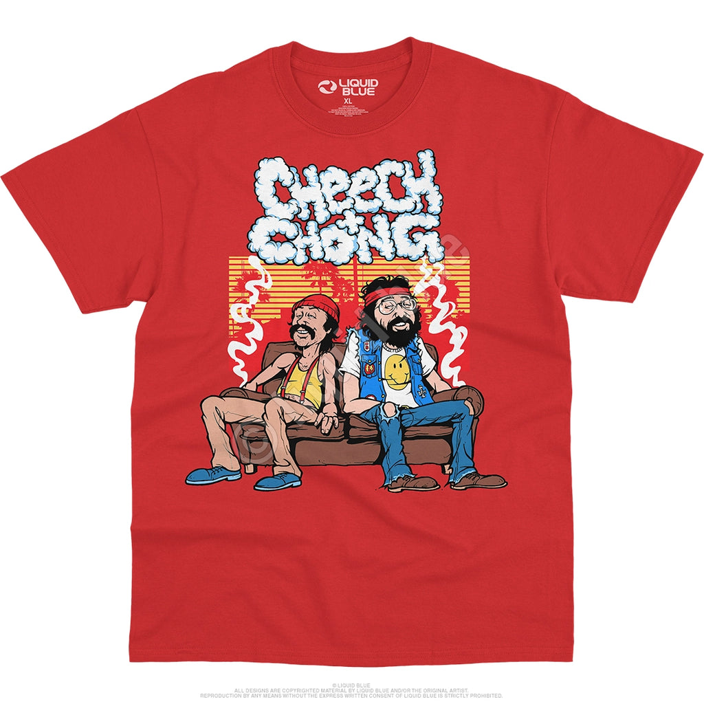 Liquid Blue Cheech And Chong Couch Locked Red T Shirt