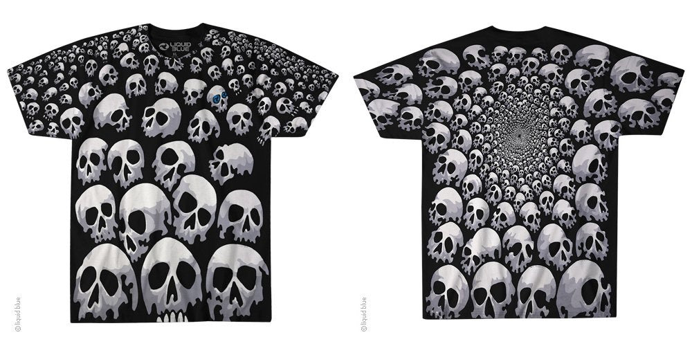 SON OF SKULLS ALLOVER PRINT LIQUID BLUE T-SHIRT